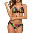thumbnail image 1 of Color Block Print Bikini Set Sexy Green Triangle Bikini Swimsuit Surfing Custom Swimwear Two-Piece Stylish Bathing Suit, 1 of 5