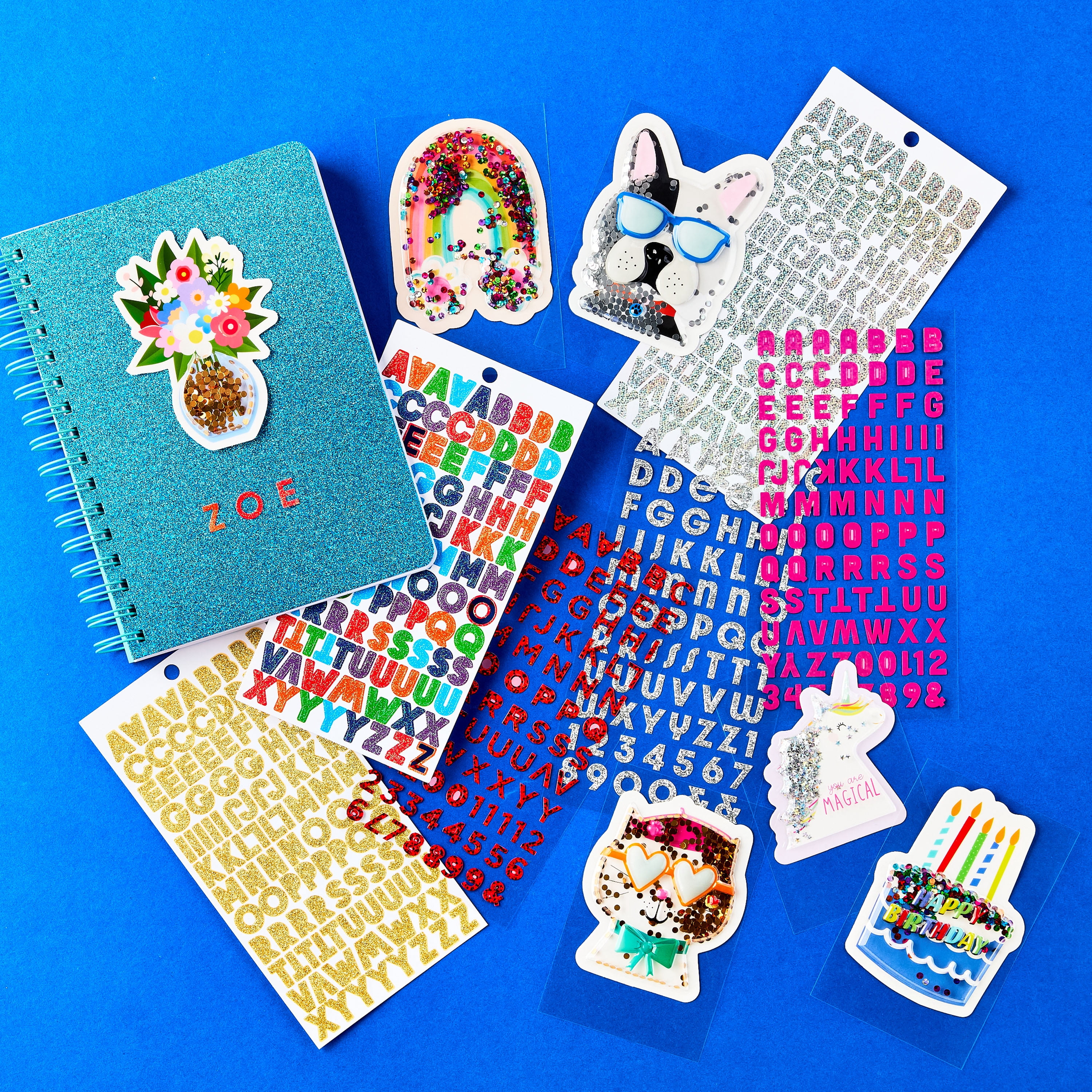 Hello Hobby Glitter Alphabet Stickers – Multicolor, 103 Count