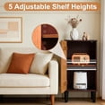 thumbnail image 5 of Mid-Century Modern Accent Cabinet, Narrow Storage Cabinet with Geometric Carved Door, Adjustable Shelf, Gold Handle and Raised Legs for Entryway, Living Room or Hallway, 5 of 9