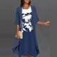 thumbnail image 1 of 2023 Fashion O Neck 5XL Printed Two-Piece Sets Elegant Women Print Seven-Point Sleeve Tops Dress New Spring Summer Suit Dresses4XL Gao Jinjia LED, 1 of 2