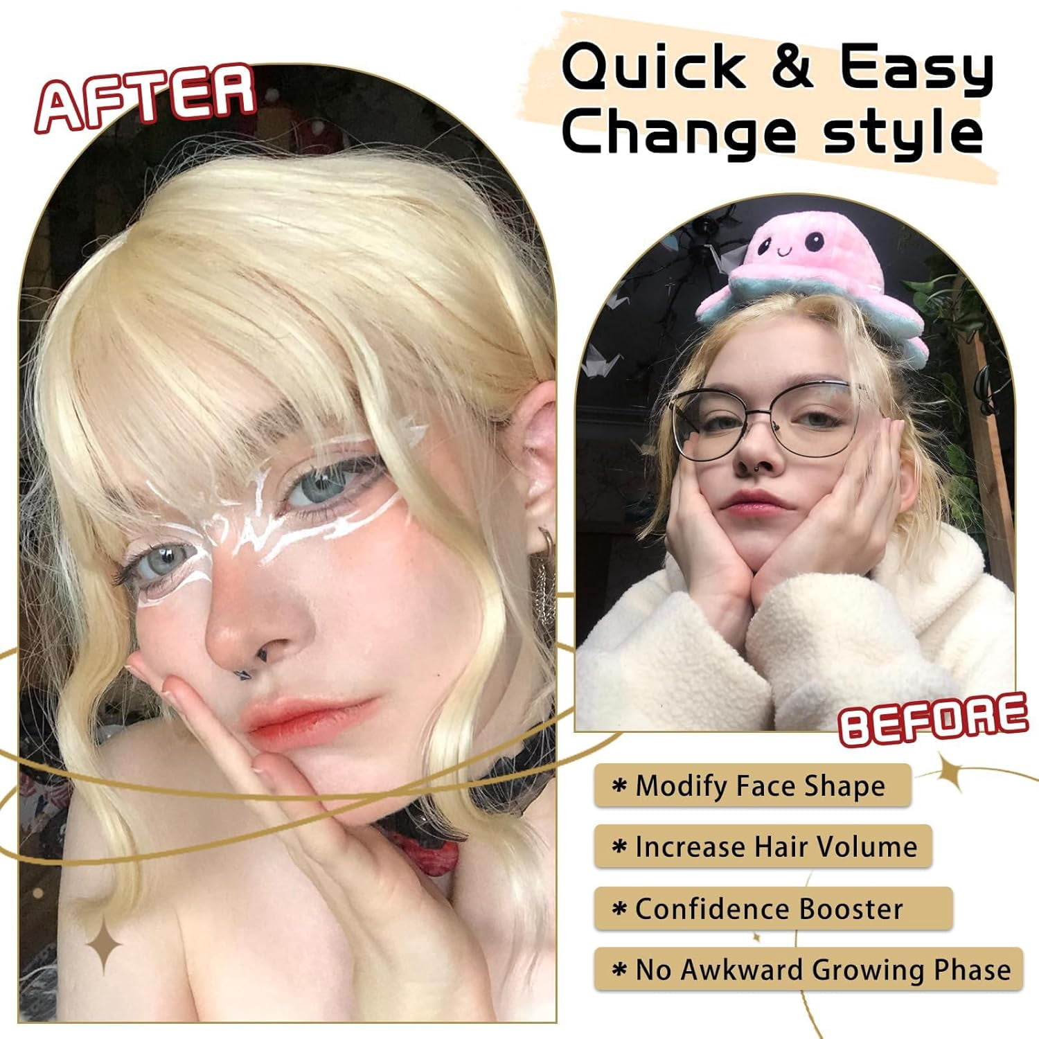 Clip On Bangs for Women Human Hair, Natural Clip-on Partial Bangs, Breathable Human Hairs Toppers, Hair Pieces for Women with Thinning Hair (Brown)