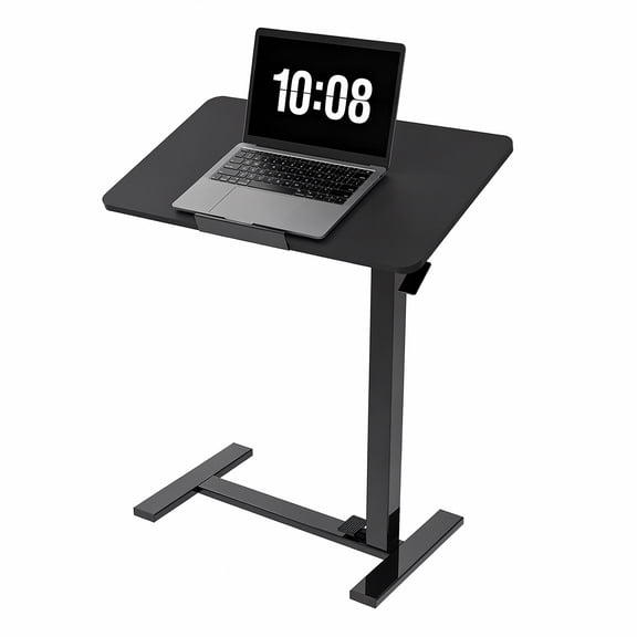 EDX Adjustable Overbed Table with Wheels, Rolling Laptop Bed Desk for Home Hospital Use, Height & Tilt Adjustable Mobile Table for Eating, Working, Reading， Black