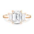thumbnail image 2 of 2.00Ct Emerald Cut Moissanite Trilogy Engagement Ring, 14K Rose Gold, US 7, 2 of 7