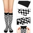 thumbnail image 4 of CHUNTIAN Sox Womens Girls Knee High Socks Novelty Argyle Checkered Football Cotton Long Tube Socks, 4 of 7