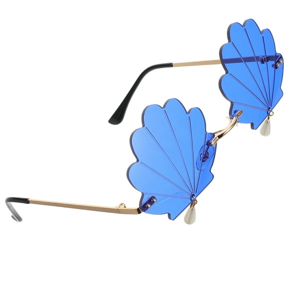 AURARMLET Party Sunglasses for Adults Rimless Shell Shaped Transparent PC 1Pack for