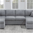thumbnail image 4 of JERFIT Modern U-Shaped 2-Piece Sectional Sofa Set with Double Chaise, Plush Corduroy Fabric, Fog Color for Living Room, 4 of 9