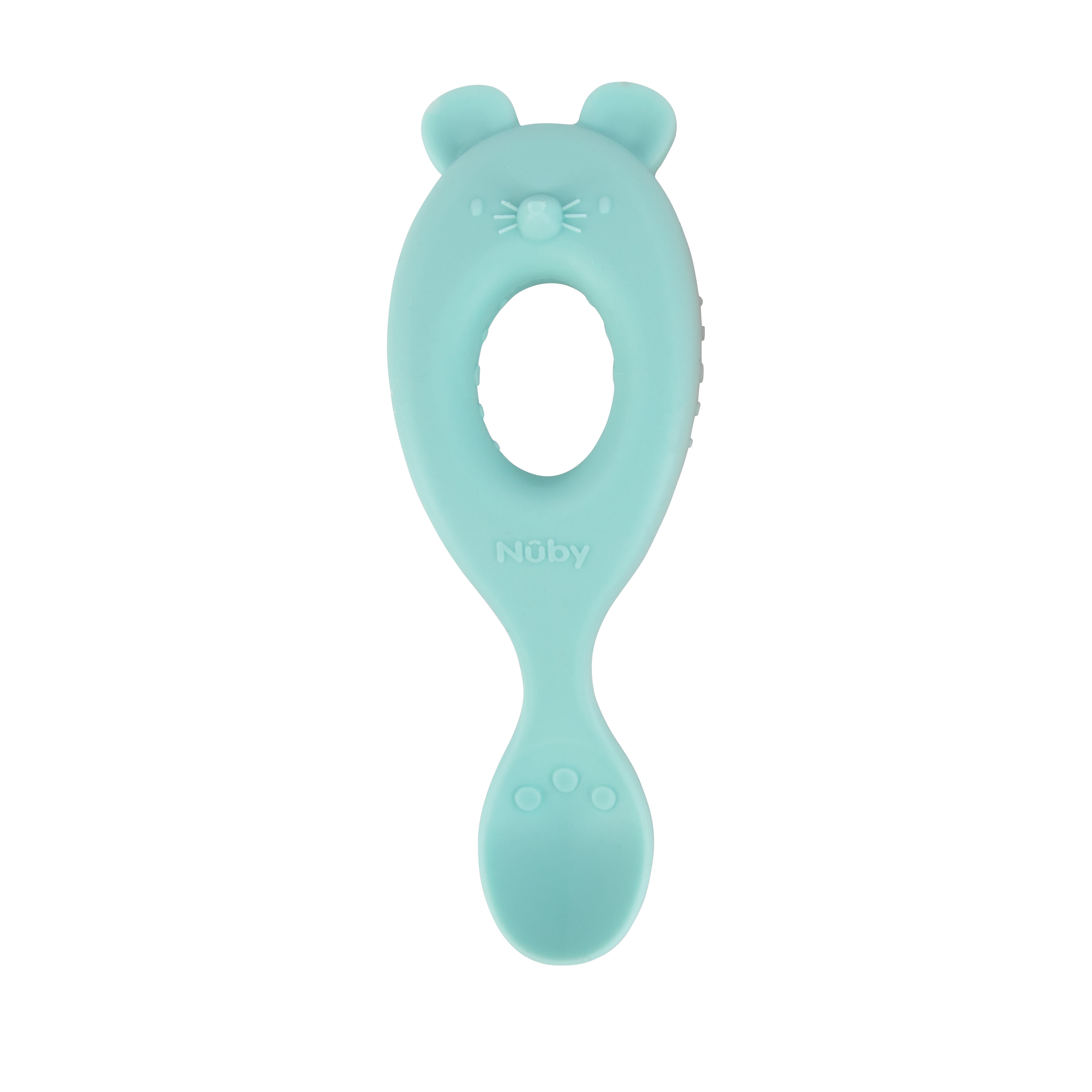 Nuby Animal Silicone Easy Grip Spoons for Babies, Mouse and Bear, 2 Count