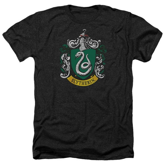 Trevco HP103-HA-4 Harry Potter & Slytherin Crest-Adult Heather T-Shirt, Black - Extra Large
