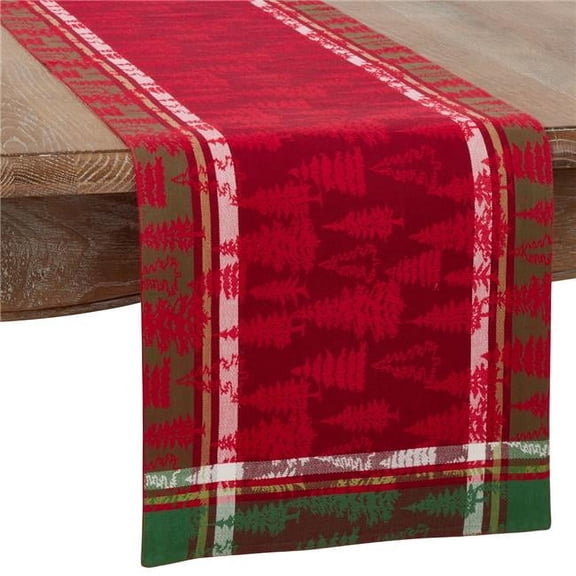 Saro Lifestyle Christmas Tree Plaid Table Runner
