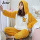 thumbnail image 5 of Jielur-Conjunto de Pijama cálido para mujer, camisa de manga larga + Pantalones, traje para casa con capucha, estampado de dibujos animados, Pijama grueso femenino, 5 of 5