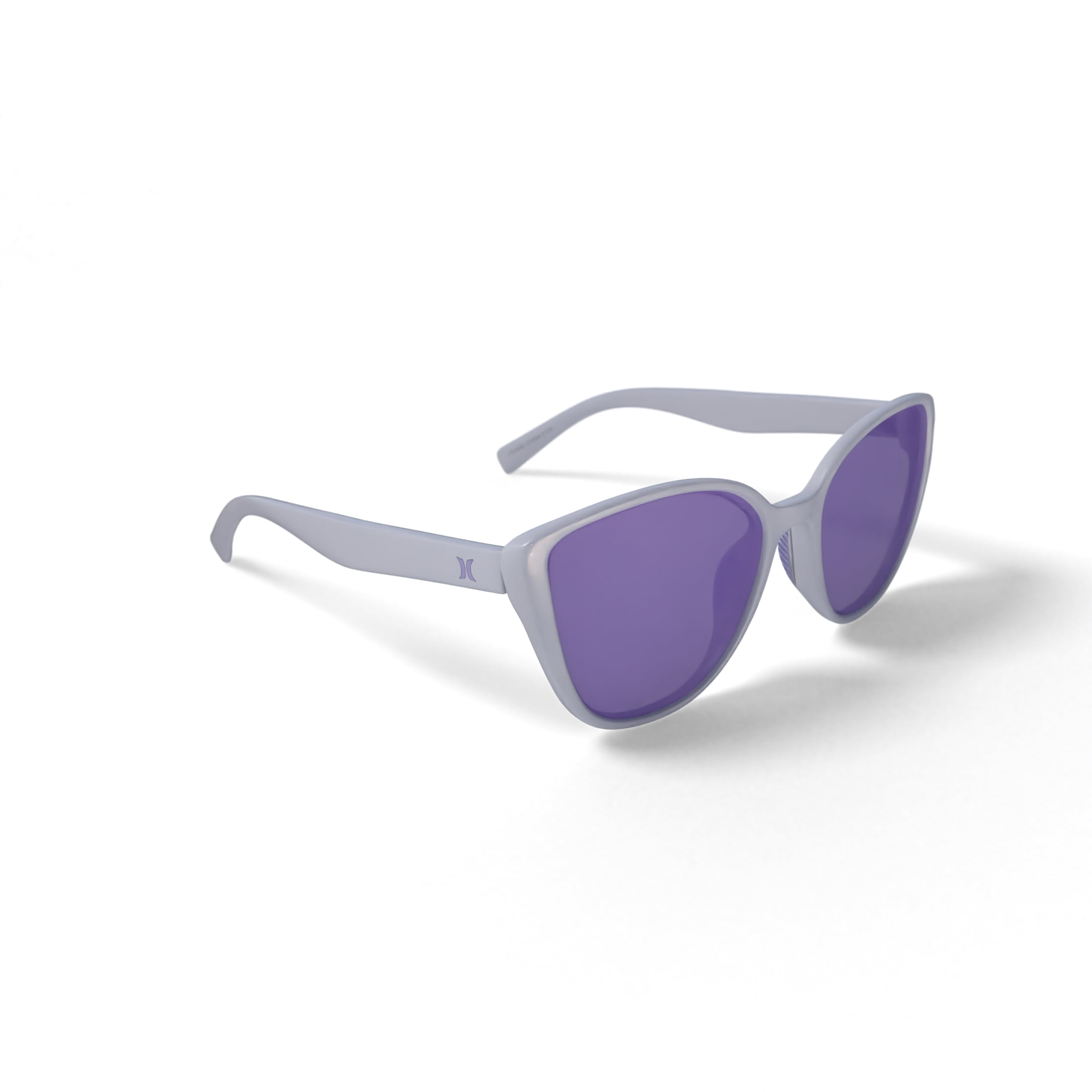 Hurley Tampa - HSL1003PS_105, cateye sunglass, white frame & solid green w/ lilac mirror polarized lens + ar coating