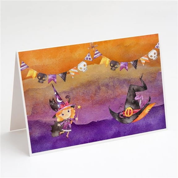 Halloween Little Witch Party Greeting Cards & Envelopes - Pack of 8