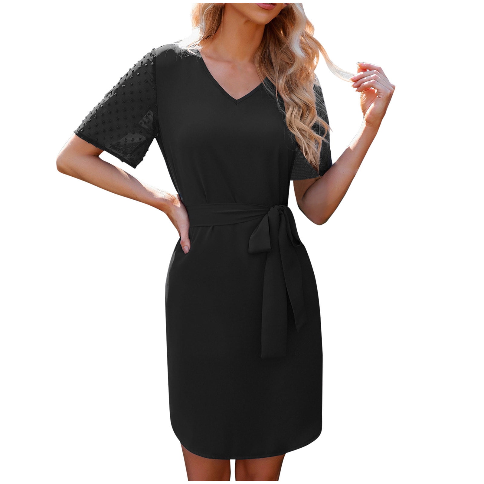 USSUMA Short Sleeve Summer Dresses for 