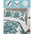 thumbnail image 4 of Teal Green Flower Twin XL Size Down Alternative Comforter, Lightweight Comforter Quilt Bedding Set with Pillow Shams Abstract Vintage Ethnic Floral All Seasons Bed Comforter Duvet Insert 68"x98", 4 of 7