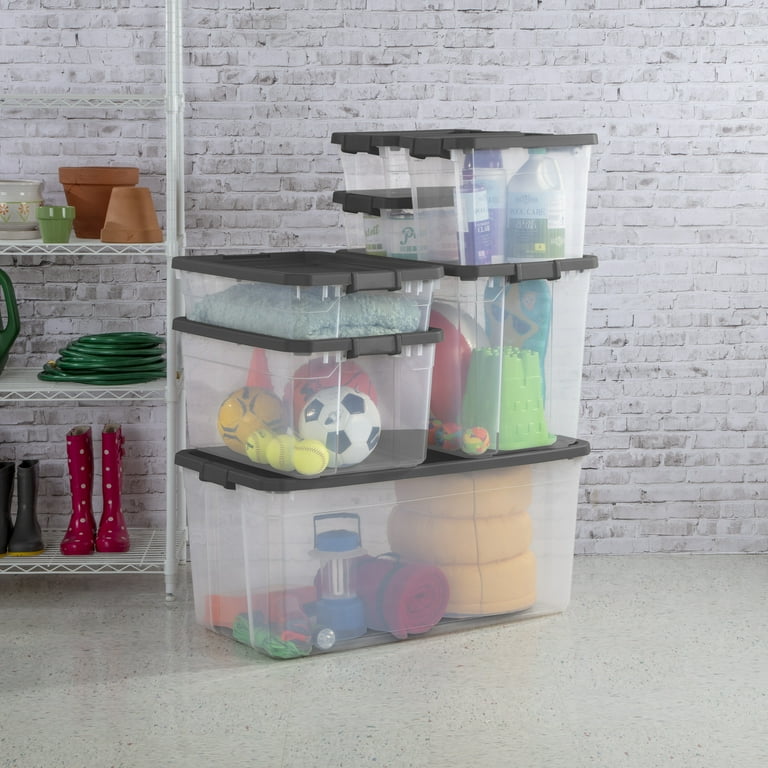 Sterilite 76 Qt. Stacker Box Plastic, Flat Gray, Set of 6 - Walmart.com