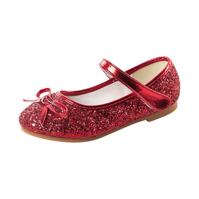 LNMQLPDBS Chaussures de Princesse pour Petites Filles Paillettes Sequins Talons Bas Chaussures de Robe de Princesse avec Nœud Fleur Fille Bout Fermé Sangle Réglable Chaussures de Ballet de Mariage Fête Danse