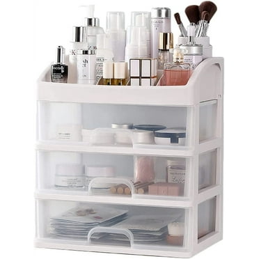 Makeup Organizer with 3 Drawers, Emapoy Makeup Box, Makeup Storage for Vanity, Bathroom Counter