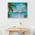 thumbnail image 3 of COMIO  Flamingo in Water Pictures Canvas Print Art Sea Ocean Pink Animals Painting Artwork Home Wall Art Decor for Living Room Bedroom Bathroom Walls Decoration, 3 of 5