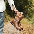 thumbnail image 2 of Western Cowboy Boots for Men Casual Retro Boots Brown Classic Embroidered Wide Calf Cowboy Boots Country Work Boot, 2 of 5