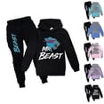 thumbnail image 1 of Conjunto de chándal con estampado de Mr Beast Lightning Cat para niños, sudadera informal con capucha, Tops y pantalones, traje Act, 1 of 3