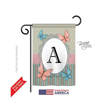 Breeze Decor 80131 Butterflies A Monogram 2-Sided Impression Garden Flag - 13 x 18.5 in.