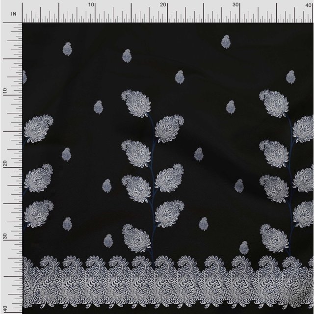 Soimoi Polyester Crepe Fabric Paisley Panel Print Sewing Fabric Yard 42 Inch Wide