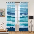 thumbnail image 2 of Ocean Beach Kitchen Curtains 96 Inch Length, Modern Blue Coastal Wave Oil Painting Art Grommet Top Bedroom Living Room Curtains, Light Filtering Cafe Curtain Drapes 2 Panels Set 104''x96'', 2 of 9