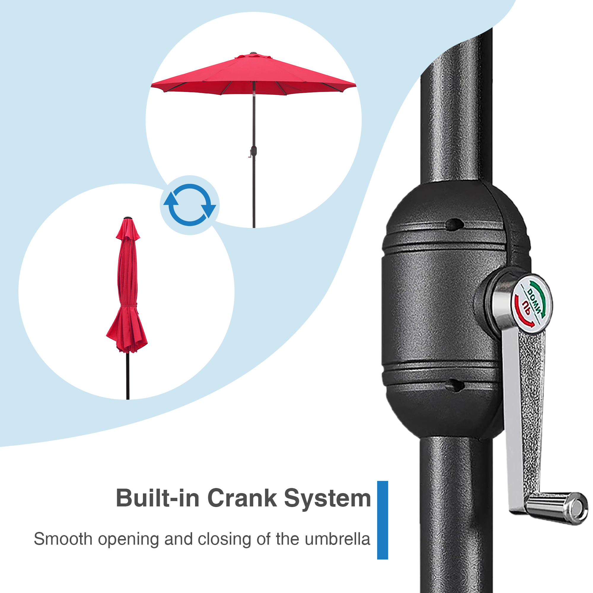 Abble Outdoor 10ft Patio Umbrella with Crank and Tilt - Red
