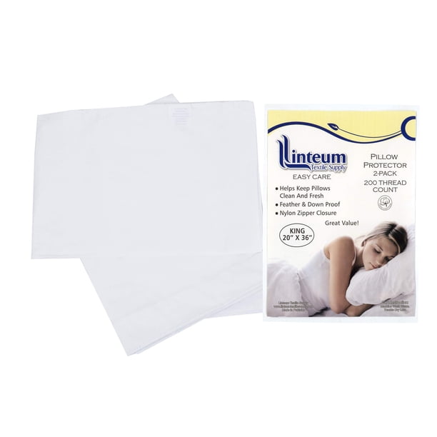 Linteum Textile Supply Funda De Almohada Blanca King Size Con Cremallera, Protectores De Almohada De 20.0 X 36.0 In, 100% Algodón, Funda De Almohada De 200 Hilos Para El Hogar, Hoteles, Hospitales [Pa
