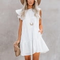 thumbnail image 2 of Tiqkatyck Summer Dresses for Women 2024, Women's Casual All-Match Solid Color Cute Commute Fashion Dress , Dresses for Women 2024 White, 2 of 6