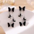 thumbnail image 4 of Long CZ Butterfly Tassel Drop Dangle Earrings for Women Gold-Toned Crystal Rhinestone Animal Insect Dangling Studs Earring Fashion Wedding Halloween Jewelry, 4 of 12