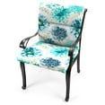 thumbnail image 4 of Jordan Manufacturing 44" x 22" Gardenia Seaglass Blue Floral Rectangular Outdoor Chair Cushion with Ties and Hanger Loop, 4 of 15