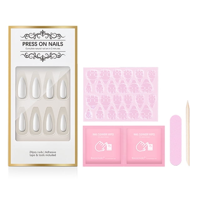 ibcccndc Press-on False Nail Kit Bright Color Waterdrop Shape Nail Art Tips Tools