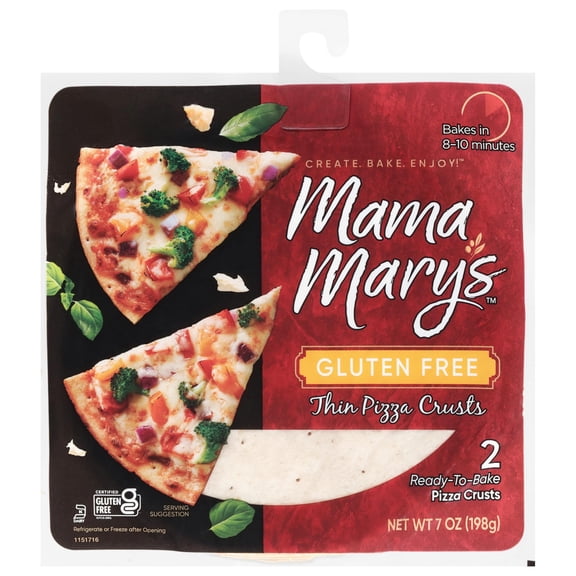 Mama Marys - Crispy Gluten Free Pizza Crust for Easy Baking - 7 OZ, Case of 8