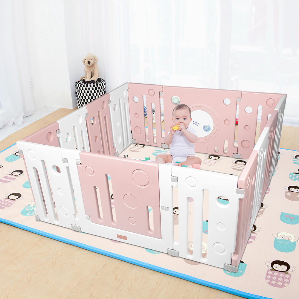 14 Pannel Baby Playpen Sturdy Play Yard Kids Safety Gate Activity