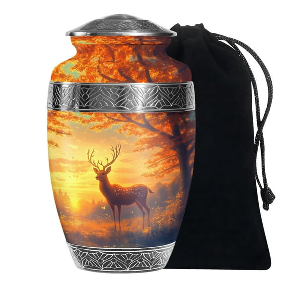 MUKTIVE Deer Memorial Urns for Adult Male - Large Cremation Urn for Ashes for Women - Decorative Urn for Mom & Dad - Burial Urns for Human Ashes - 10 Inch