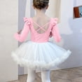 thumbnail image 7 of SERTG Girls Long Sleeve V-Neck Skirt Solid Color Practice Wear Dress Kids Dance Gymnastics Outfit Skirts(Pink#1,7 Years), 7 of 7