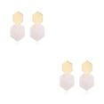 thumbnail image 3 of Guardurnaity Pendientes de gota Patrón largo Acrílico Geométrico Pendiente Señora Decoraciones diario Hexágono Gancho para la oreja Casa Fiesta Blanco 2Conjunto, 3 of 6