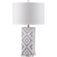 thumbnail image 2 of SAFAVIEH Diamonds 27 in. H Ceramic Table Lamp with Off-White Cotton Shade, Grey, Set of 2, 2 of 5