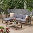 thumbnail image 6 of Noble House Cambridge Outdoor 5-Pc Acacia Wood Sofa Set Gray and Dark Gray, 6 of 6