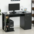 thumbnail image 2 of HOMCOM Wooden Computer Desk PC Workstation Table Storage Shelves Drawer, 2 of 10