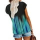thumbnail image 5 of Fiudx Ofertas Flash Del Día Solo En Línea Top/Camisa Ajustada de Manga Corta con Cuello Redondo y Malla de Encaje con Estampado Degradado para Mujer, 5 of 5