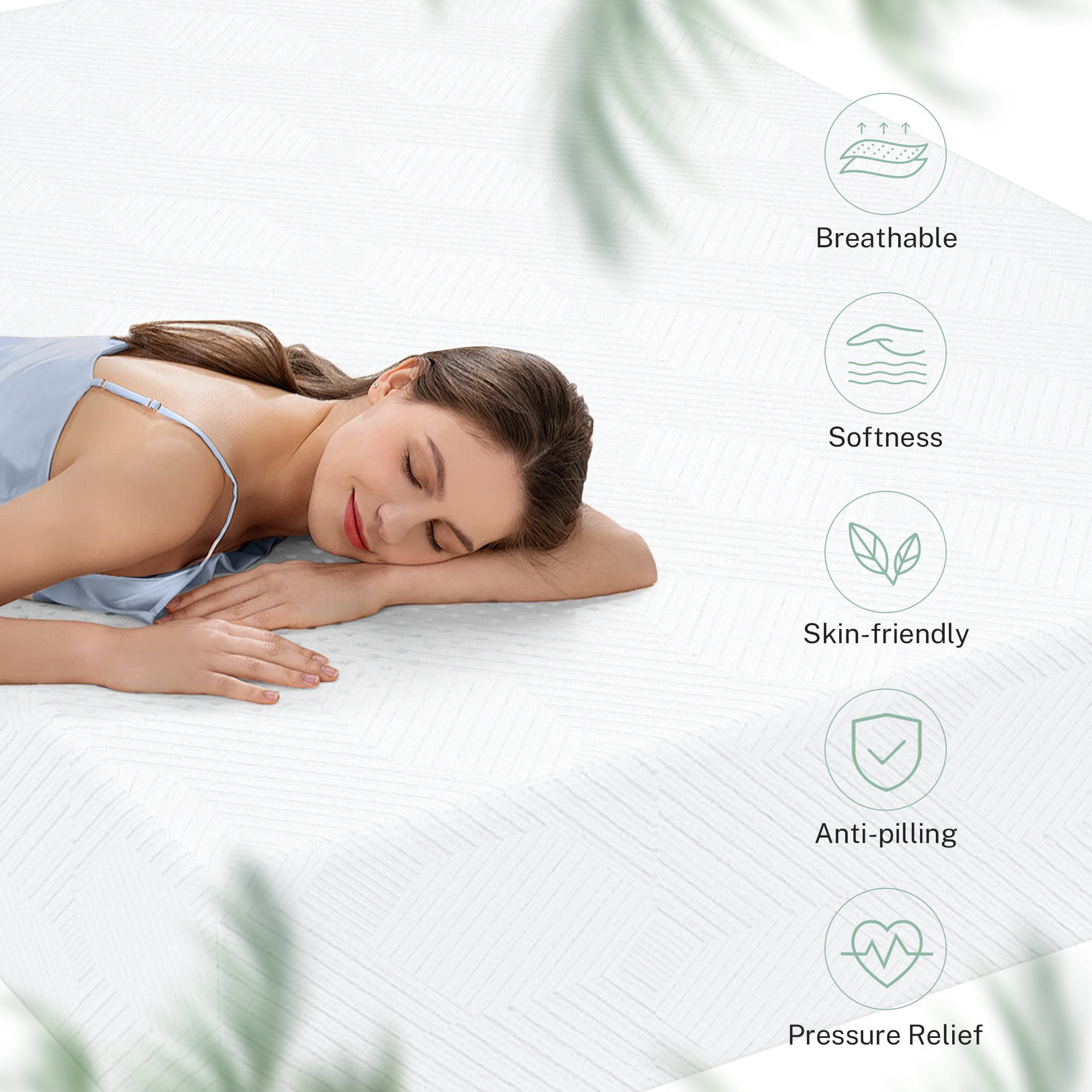 PORKISS 10in Cooling Gel Green Tea Memory Foam Mattress, Medium Firm, King