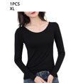 thumbnail image 2 of Guardurnaity Ropa interior térmica femenina de manga larga con cuello redondo, camisa de invierno para oficina, escuela, ropa interior para dormir, Prendas para la parte del cuerpo 1Pc Negro XL, 2 of 6