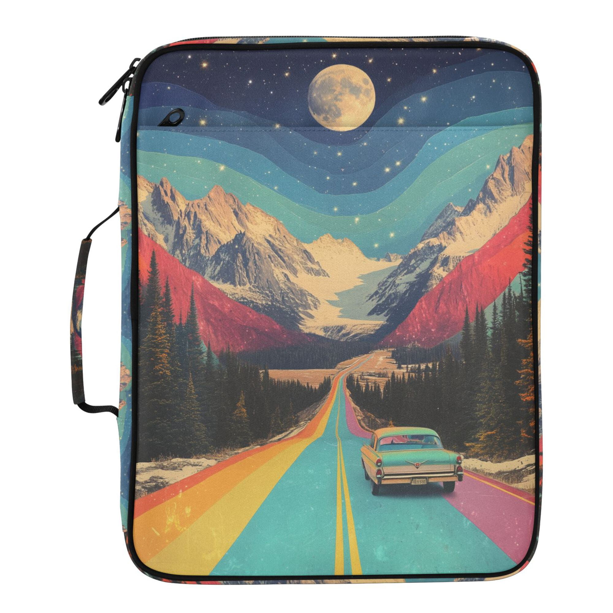 FORMRS Accordion File Folder A4 Size 7-Pocket Expanding Document Organizer Bag with 3 Ring Binder, Colorful Road