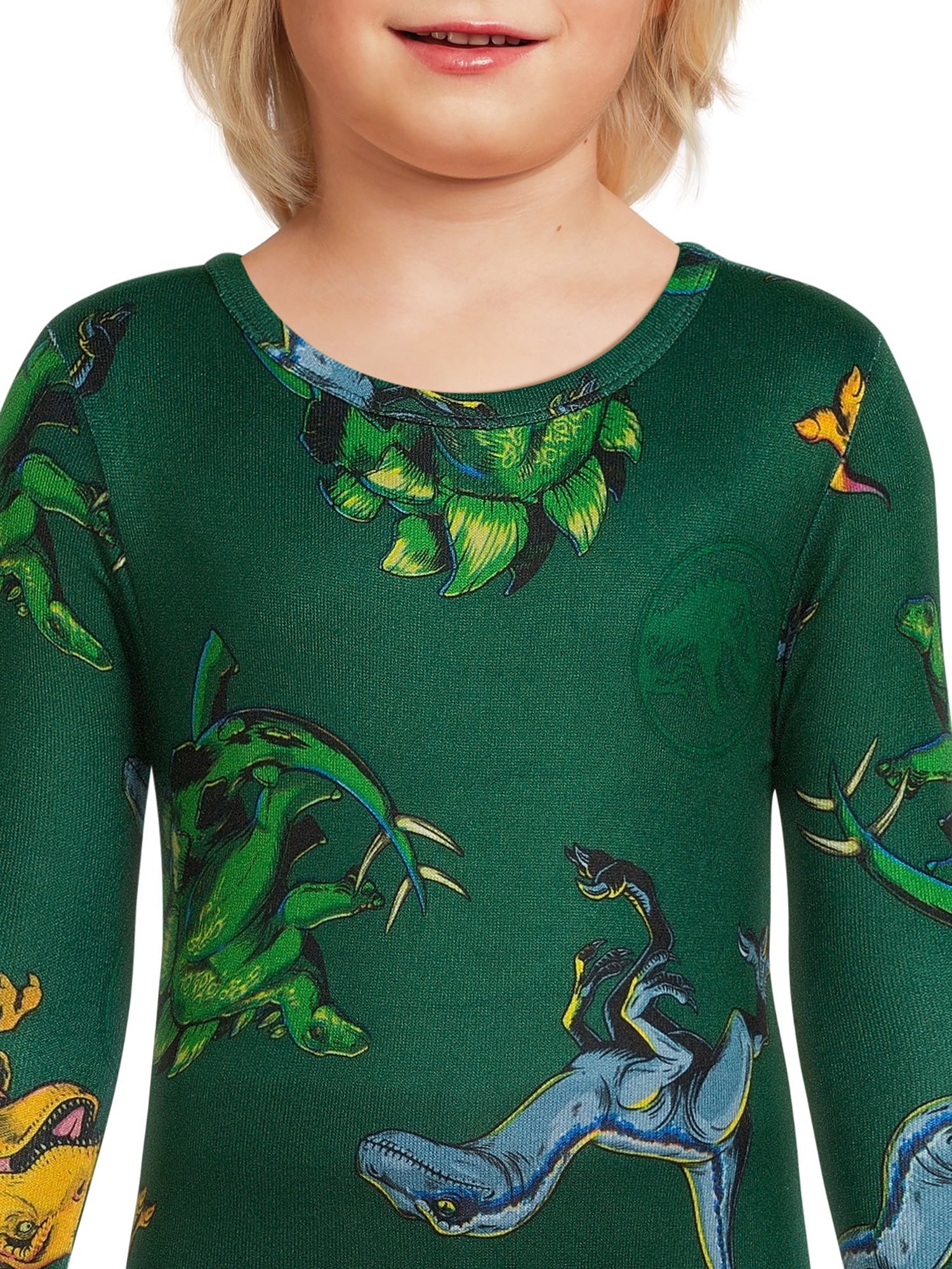 Jurassic World Boys Dinosaur Long Sleeve All Over Print 2 Piece Pajama Sleep Set, Sizes 4-10