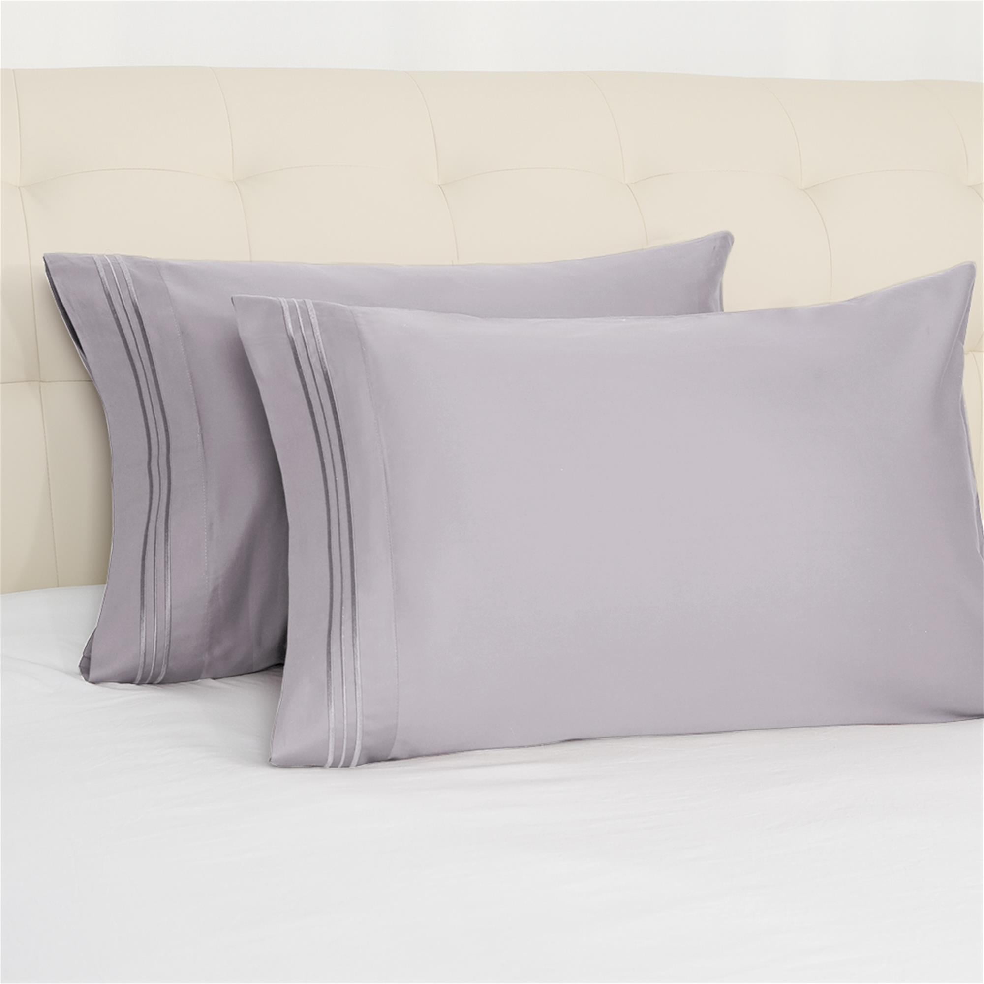PiccoCasa LongStaple Cotton Pillow Cases Set of 2 Pale Purple Standard