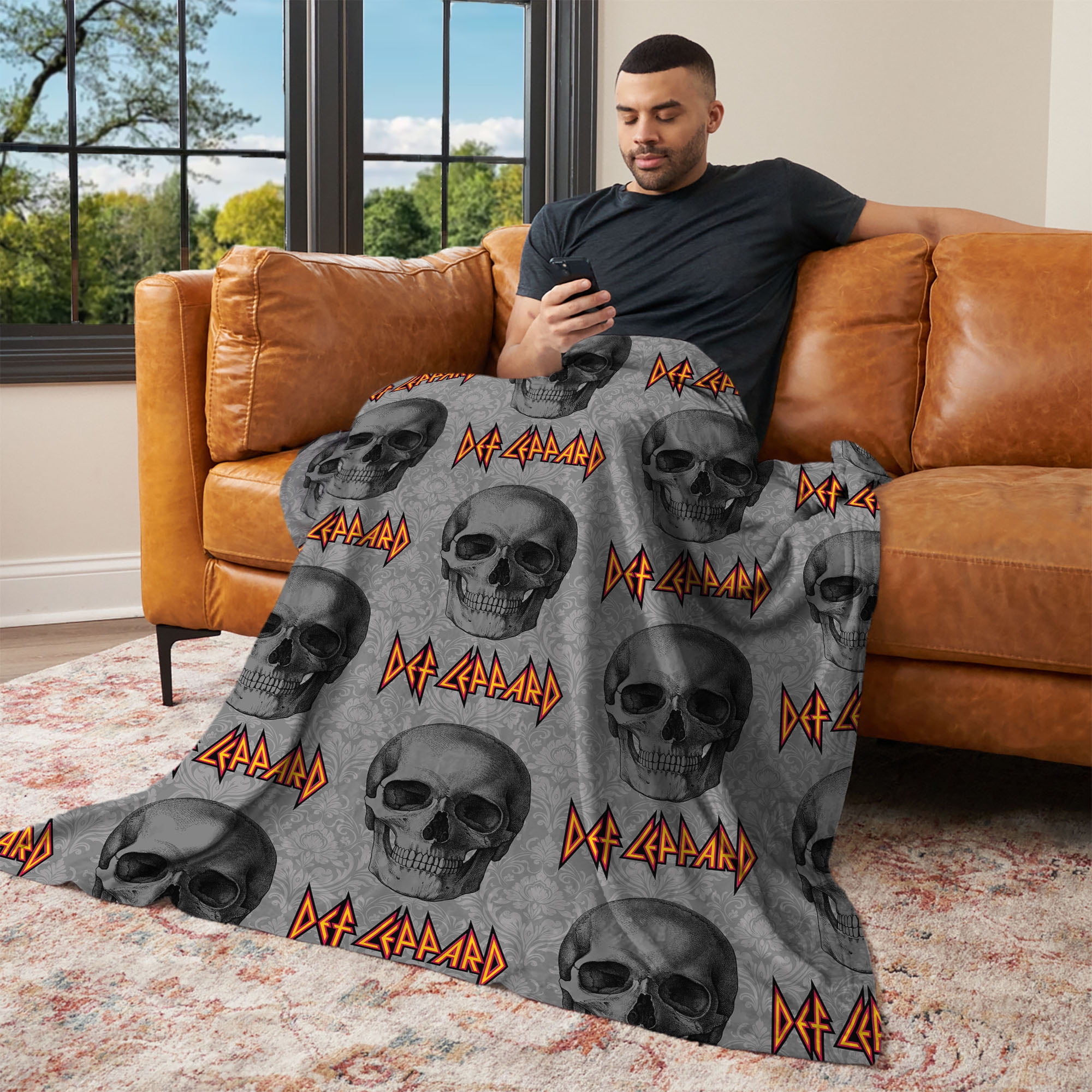 Def Leppard Skull Damask Silk Touch Throw Blanket 50 x 70 inches