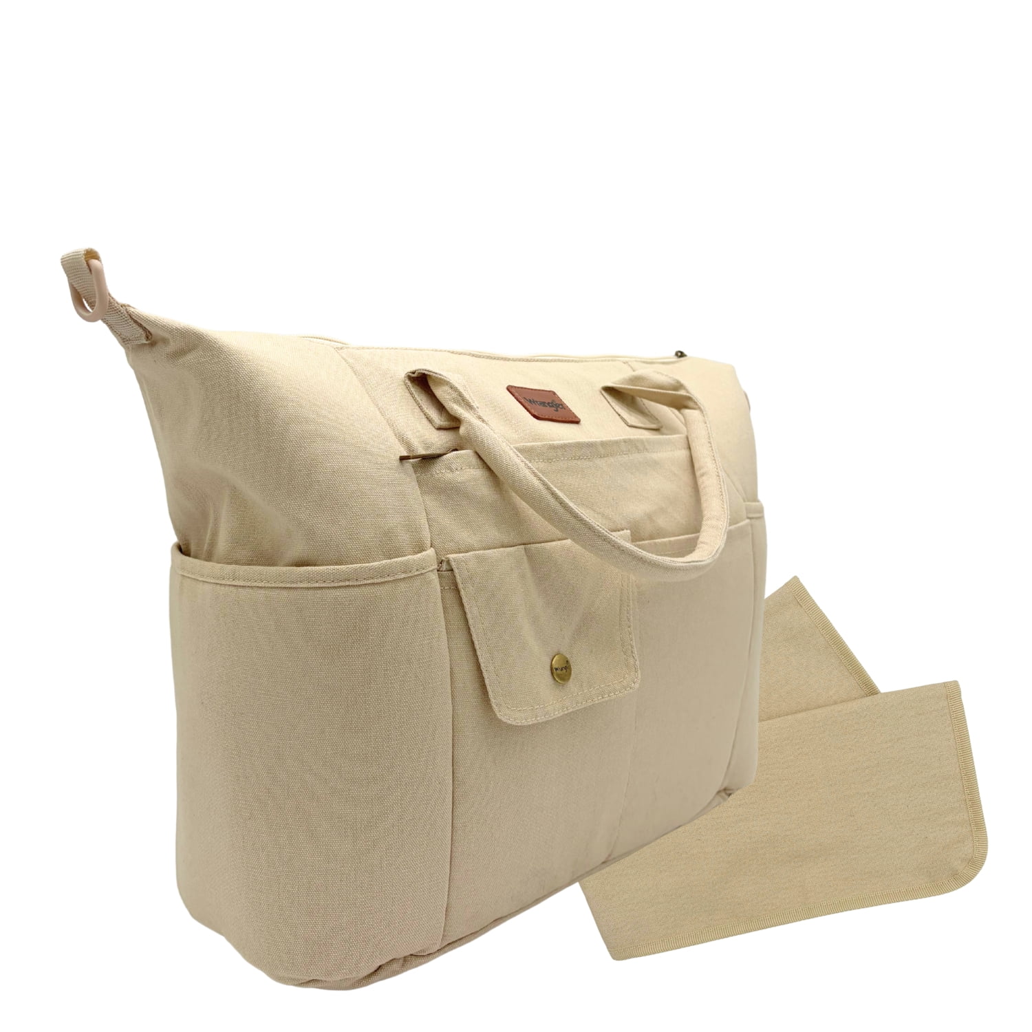 Wrangler Baby Diaper Tote Bag Canvas Multi-functional with Insulated Pockets, Silver Lining