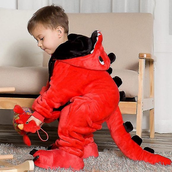 Grenouillère pour Enfants en Flanelle Pyjama Figurine d'Animal de Dessin Animé Costume avec Capuche Tenue d'Intérieur d'Hiver pour